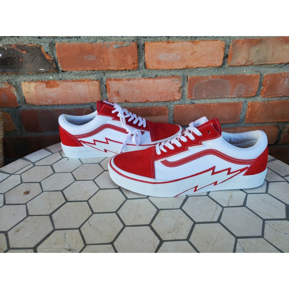 Men Size 6.5 VANS Old Skool Bolt Red VN0009Q56RT Rare Classic Suede Women Sz 8